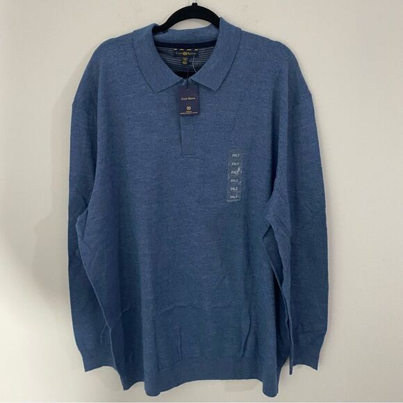 Club Room Men’s Long Sleeve Wool Blend Polo Neck Knit Sweater 2XLT - Picture 1 of 3